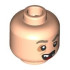 Minifigure, Head Dark Tan Bushy Eyebrows, Nougat Eye Shadow and Scar, Crooked Open Mouth Smile with Red Tongue and Missing Teeth Pattern: {светло нуга}