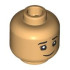 Minifigure, Head Dual Sided Child Black Eyebrows, Medium Nougat Chin Dimple, Grin / Scared Open Mouth with Top Teeth Pattern: {умерен тан}