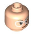 Minifigure, Head Dual Sided Female Dark Tan Eyebrows, White Round Glasses, Nougat Lips and Chin Dimple, Lopsided Grin / Blowing Bright Pink Bubblegum Bubble Pattern: {светло нуга}