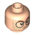 Minifigure, Head Dual Sided Dark Orange Eyebrows, Black Round Glasses, Medium Nougat Beard Stubble, Nougat Chin Dimple, Frown / Angry Open Mouth with Teeth Pattern: {светло нуга}
