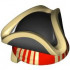 Minifigure, Headgear Hat, Pirate Tricorne / Triangle with Molded Tan Brim and Bandana and Printed Red Stripes Pattern: {черен}