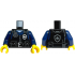 Torso Police Safety Vest, Silver Star Badge Logo, Dark Bluish Gray Radio, Belt with Buckle and Pouches, Dark Blue Shirt Pattern / Dark Blue Arms / Yellow Hands: {черен}