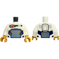 Torso Reddish Orange and Black Classic Space Logo, Sand Blue Panel with Gold Lines, Dark Blue Trim Pattern / White Arms / Pearl Gold Hands: {бял}