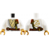 Torso Tunic with Light Bluish Gray Trim, Tan Layer, Reddish Brown Strap, Gold Clasp and Charm with Ninjago Logogram 'WU' Pattern / White Arms / Pearl Gold Hands: {бял}
