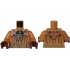 Torso Female Robe with Dark Tan Mud, Dark Green Holly Brooch, Copper Filigree, Black Wrinkles and Pockets, Tan Shawl Rounded on Back Pattern / Medium Nougat Arms / Reddish Brown Hands: {умерен нуга}