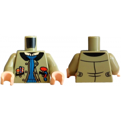 Torso Jacket Open with Black Collar, Blue Jumper, Lollipops and Candy Canes in Pockets Pattern / Olive Green Arms / Light Nougat Hands: {маслинено зелен}