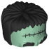 Minifigure, Headgear Head Top, Frankenstein Monster with Black Hair, Bushy Eyebrows and Small Stitches Pattern: {пясъчно зелен}