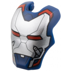 Minifigure, Visor Top Hinge Large with Silver Face Shield with Red Eyes and Trim Pattern: {земно син}