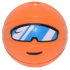 Minifigure, Head, Modified Basketball with Hole on Top with Dark Azure Sports Sunglasses, White Reflections and Black Nike Swoosh Logo and Smile Pattern: {ярко оранжев}