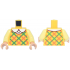 Torso Plaid Vest with Orange and Green Diagonal Stripes and White Shirt with Round Collar Pattern / Bright Light Yellow Arms / Nougat Hands: {ярко жълт}