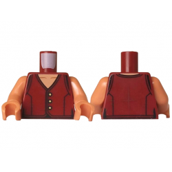 Torso Vest with 3 Gold Buttons, Black Seams, Nougat Neck Pattern / Nougat Arms / Nougat Hands: {нов тъмно червен}