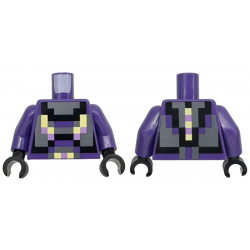 Torso Pixelated Dark Silver, Black, Bright Light Yellow, and Medium Lavender Armor Pattern / Dark Purple Arms / Black Hands: {светло виолетов}