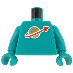 Torso with Classic Space Logo High on Torso Pattern, Inside with Ribs (second reissue) / Dark Turquoise Arms / Dark Turquoise Hands: {ярко синьо-зелен}