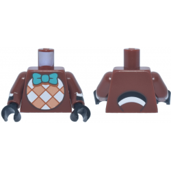 Torso Dark Turquoise Bow Tie, White and Medium Nougat Checkered Circle, Black and White Tail on Back Pattern / Reddish Brown Arms with Black and White Scallop Cuffs Pattern / Black Hands: {червеникаво-кафяв}