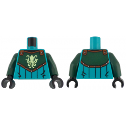 Torso Surcoat, Dark Green Chest Armor with Yellowish Green Kraken, Reddish Brown and Silver Trim Pattern / Dark Green Arms / Black Hands: {ярко синьо-зелен}