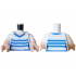 Torso Female T-Shirt, Light Nougat Neck, Blue Collar and Stripes Pattern / Light Nougat Arms with Molded White Short Sleeves / Light Nougat Hands: {бял}
