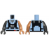 Torso Pixelated Dark Bluish Gray Neck, Black Straps and Belt with Red and Dark Bluish Gray Squares Pattern / Nougat Arm Left / Pearl Dark Gray Arm Right / Nougat Hand Left / Pearl Dark Gray Hand Right: {светло кралско син}