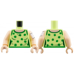 Torso Female Tank Top, Light Nougat Neck, Green Hems and Shamrocks Pattern / Light Nougat Arm Left with White Bandage Pattern / Light Nougat Arm Right / Light Nougat Hands: {пролетно жълто-зелен}