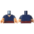 Torso Robe with Black Trim, Dark Red and Red Sash, Medium Tan Neck Pattern / Medium Tan Arms with Molded Dark Blue Short Sleeves / Medium Tan Hands: {земно син}