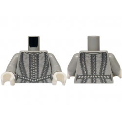 Torso Doublet Silver and Dark Bluish Gray Buttons and Detailed Trim Lines Pattern / Light Bluish Gray Arms / White Hands: {умерено каменно сив}