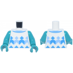 Torso Sweater Vest with Bright Light Blue and Dark Azure Fair Isle Pattern / Dark Turquoise Arms / Dark Turquoise Hands: {бял}