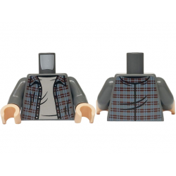 Torso Flannel Shirt over Light Bluish Gray T-Shirt Pattern / Dark Bluish Gray Arms / Light Nougat Hands: {тъмно каменно сив}