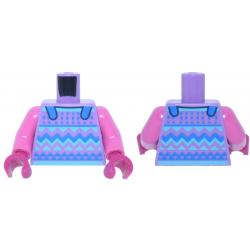 Torso Sweater Top with Blue Straps and Medium Azure Fair Isle Pattern / Dark Pink Arms / Magenta Hands: {умерено лавандулов}