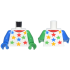 Torso Red Neckline and Blue, Bright Green and Yellow Stars Pattern / Bright Green Arm and Hand Left / Blue Arm and Hand Right: {бял}