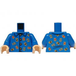 Torso Pajamas with Collar, Gold Buttons and Teddy Bears Pattern / Blue Arms / Light Nougat Hands: {ярко син}