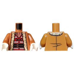Torso Coat with Tan Fur Lining over Red and White Vest, Black and Copper Belt, Buckles and Scarf Pattern / Medium Nougat Arms / White Hands: {умерен нуга}