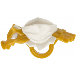 Minifigure Armor Shoulder Pads and Scarf with Molded Pearl Gold Dragon Head, Tail and Scabbard for 2 Katanas Pattern: {бял}