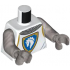 Torso Castle Surcoat, Silver Chain Mail Collar, Blue and Gold Horse Knight Shield Pattern / Flat Silver Arms / Flat Silver Hands: {бял}