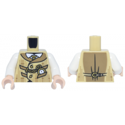 Torso Plaid Vest with Dark Tan Collar and Pockets and Gold Watch and Chain over White Shirt with Collar Pattern / White Arms / Light Nougat Hands: {тухлено жълт}