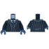 Torso Suit Jacket Open with Dark Bluish Gray Pinstripes over Vest with Buttons and White Shirt, Dark Blue Tie Pattern / Black Arms / Dark Blue Hands: {черен}