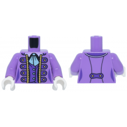Torso Female Dress Dark Purple and Gold Trim and Buttons and Metallic Light Blue Tie Pattern / Medium Lavender Arms / White Hands: {умерено лавандулов}