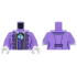 Torso Female Dress Dark Purple and Gold Trim and Buttons and Metallic Light Blue Tie Pattern / Medium Lavender Arms / White Hands: {умерено лавандулов}