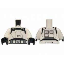Torso SW Armor ISB, Belt with Dark Silver Pouches and Silver Buckle, Shoulder Belts with Buckles and Black Panel Pattern / White Arms / Black Hands: {бял}