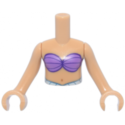 Torso Mini Doll Girl Medium Lavender Bikini Shell Bra Top, Metallic Light Blue and White Belt Pattern, Medium Tan Arms with Hands: {умерен тан}