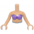 Torso Mini Doll Girl Medium Lavender Bikini Shell Bra Top, Metallic Light Blue and White Belt Pattern, Medium Tan Arms with Hands: {умерен тан}