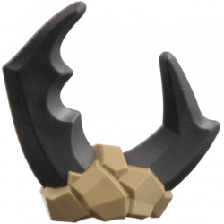 Minifigure, Headgear Stone with Large Molded Pearl Dark Gray Pincers Pattern: {пясъчно жълт}