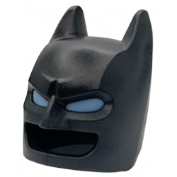 Minifigure, Headgear Mask Batman Cowl with Molded Bright Light Blue Eyes Pattern: {титаниево метален}