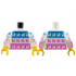 Torso Sweater with Black Collar and Cats on Dark Azure and Dark Pink Panels Pattern / White Arms with Cats on Dark Azure and Dark Pink Panels Pattern / Yellow Hands: {бял}