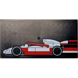 Tile 8 x 16 with Bottom Tubes, Textured Surface with Red and White LEGO Formula 1 Race Car Profile Pattern Model Left Side: {черен}