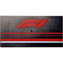 Tile 8 x 16 with Bottom Tubes, Textured Surface with Formula 1 Logo Stylized 'F1', Red and White Stripes Pattern: {черен}