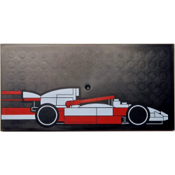 Tile 8 x 16 with Bottom Tubes, Textured Surface with Red and White LEGO Formula 1 Race Car Profile Pattern Model Right Side: {черен}