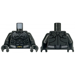 Torso Batman Logo, Black Armor Contour Lines, Silver Highlights and Utility Belt with Gold Buckle Pattern / Pearl Dark Gray Arms / Pearl Dark Gray Hands: {титаниево метален}