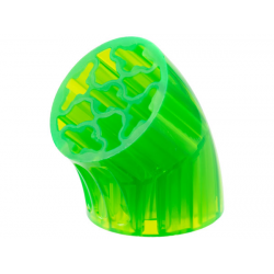 Brick, Round 3 x 3 D. 45 degrees Elbow with Axle Holes: {прозрачно ярко зелен}