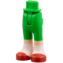 Mini Doll Hips and Trousers with Back Pockets with Molded Light Nougat Lower Legs / Boots and Printed Red Slippers with White Socks Pattern - Thin Hinge: {ярко зелен}