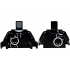 Torso Hoodie with White Drawstrings and Round Faces with Eyes, Light Aqua Neck Pattern / Black Arms / Black Hands: {черен}