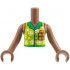 Torso Mini Doll Girl Lime Vest with Buttons, Green Collar, White Snowflakes, Dark Blue Gift, Red Bow Pattern, Medium Brown Arms with Hands: {умерено кафяв}